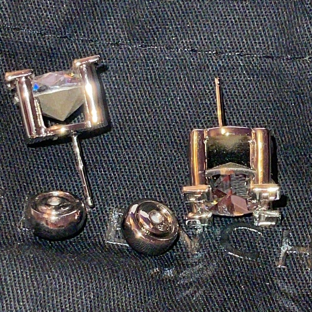 Givenchy Silver Stud Earrings with Clear Crystals - Picture 9 of 9